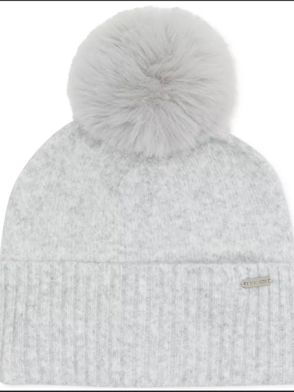 Steve Madden Women's Marled Knit Pom Pom Beanie, heather gray